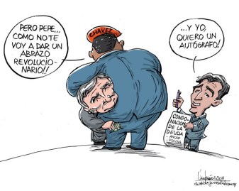 Allá no tan lejos y hace poco tiempo.... Cuando Venezuela convenía al gobierno. Caricatura de Gervasio Umpiérrez