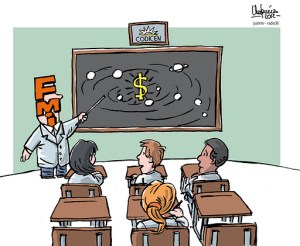 "Planes de Estudio", caricatura de Gervasio Umpiérrez