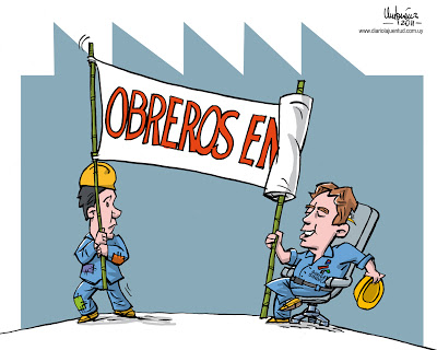 PIT CNT; gobierno; pancarta; burocracia sindical